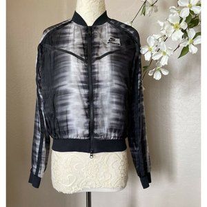 NWOT NIKE INTERNATIONAL Womens Full Zip Lightweight Bomber Jacket XS Black/White